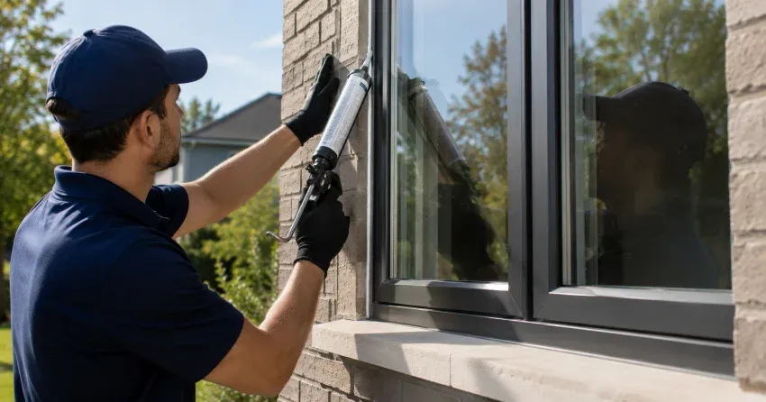 Aluminum window frame with double glazed insulated glass unit installed in a residential wall in Glen Park, Toronto
