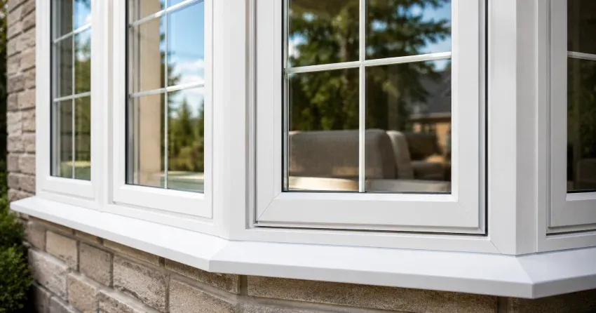 bay window alcove seating area in a living room in Danforth, Toronto
