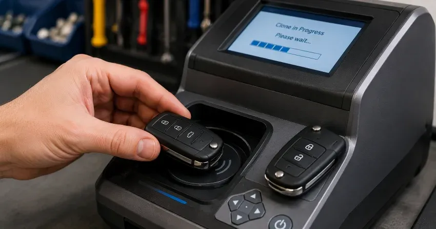 mobile locksmith performing car door key duplication Allenby, Toronto on-site