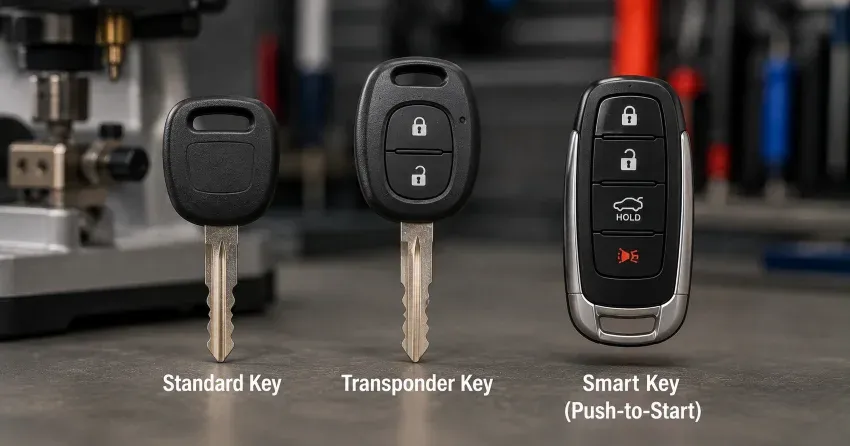 technician cutting a transponder ignition key in Humber Summit, Toronto