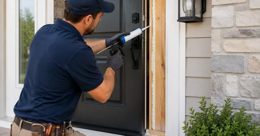fiberglass front door installed with sidelights in Scarborough Village, Toronto