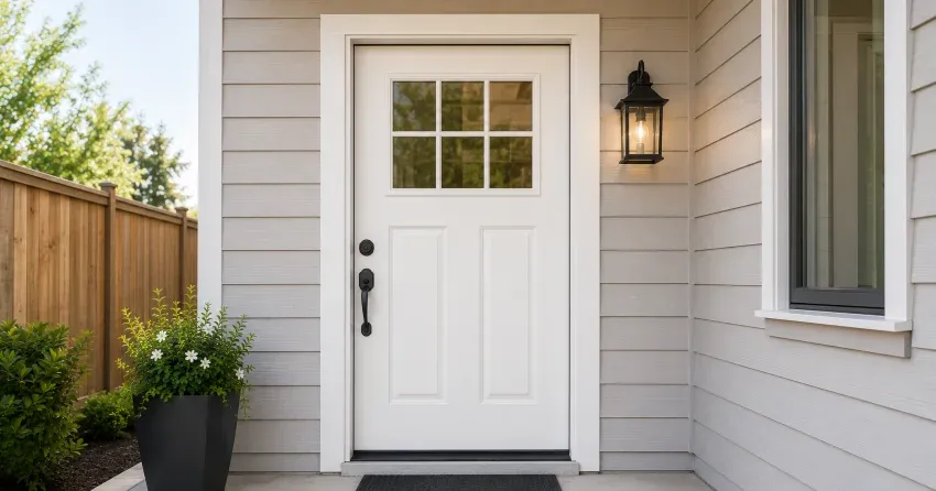 technician installing exterior door frame in York University Heights, Toronto