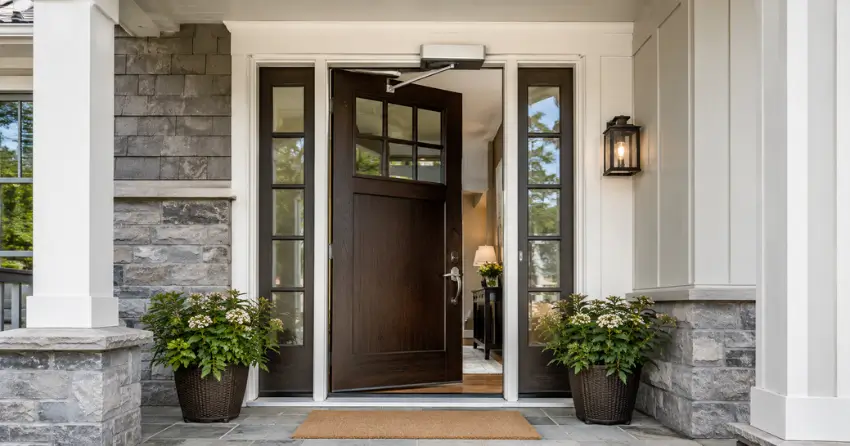 residential automatic door opener installed on exterior entry door in Church and Wellesley, Toronto