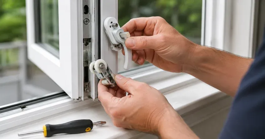 technician performing broken window repair Cliffside, Toronto on a sliding window
