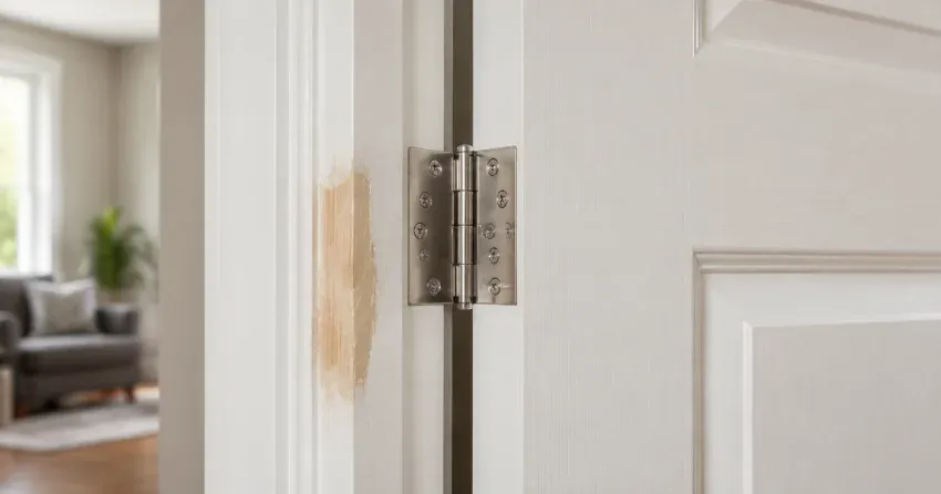 technician checking a warped door against a straightedge in Bendale, Toronto