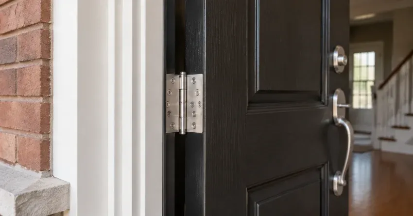 technician repairing a front door lock and frame in East Danforth, Toronto